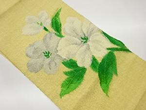 手織り真綿紬花々模様織出し名古屋帯